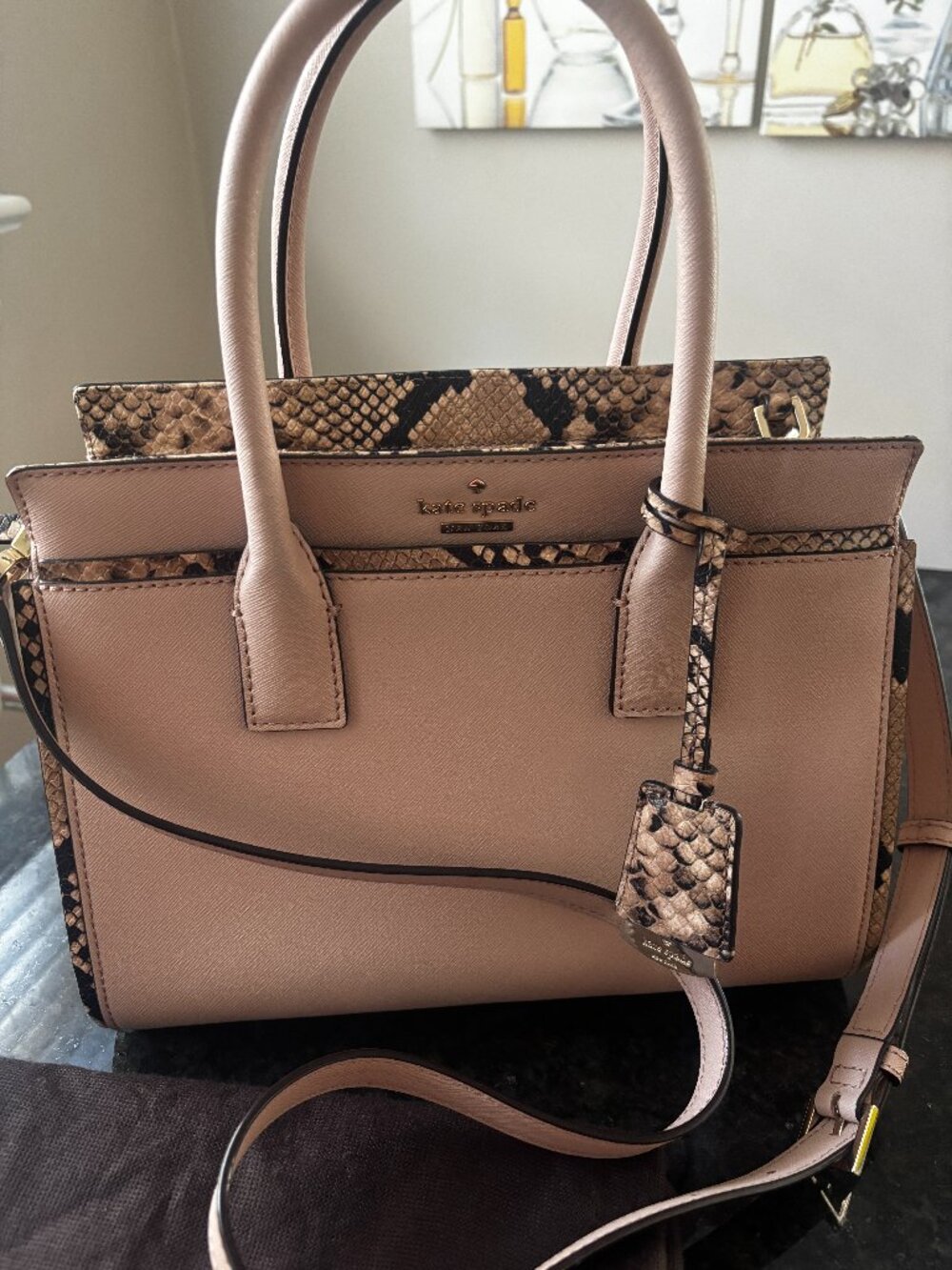 Kate Spade Cameron Street Candace Snakeskin Reptile satchel bag